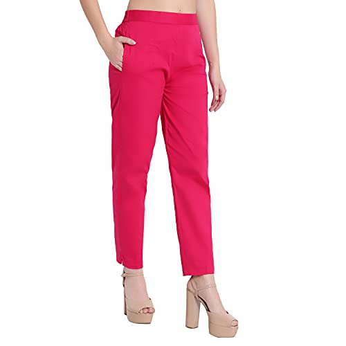 Image of BLUE STAR SHARK Stretchable Cotton Lycra Cigarette Pants | Versatile and Stylish Women's Pants | Comfortable Slim Jeggings | Ankle Length Straight Trousers for Office, Formal, Casual Wear