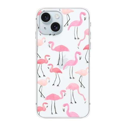 Coque iPhone 15 flamant rose transparente protection souple antichoc motif animal mignon