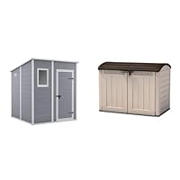 Keter Manor Pent Garden Storage Shed 6 x 6 feet - Grey, 200.6 cm*183.5 cm*183.0 cm & Store It Out Ultra Outdoor Garden Storage Shed, 177 x 113 x 134 cm - Beige and Brown