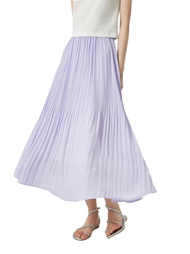 Women Petite Pleated Skirt Style High Waist Slimming Pleated Mid Length Skirt