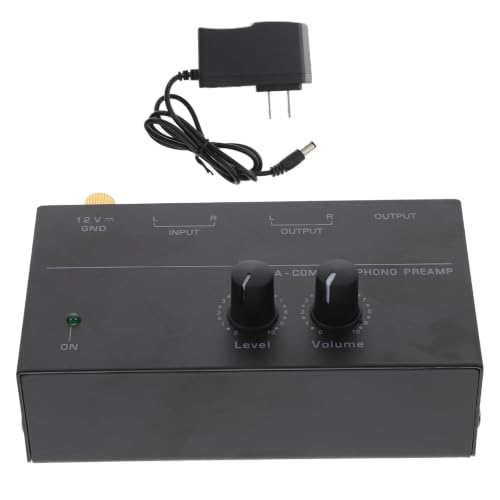 CHILDWEET Phono Preamp for Contemporary Audio Equipment Black with High Fidelity and Low Noise Electronic Audio Stereo Preamplifier US Plug for Turntable and Record Player