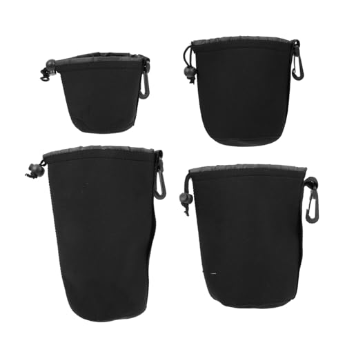 CIYODO 4 Piezas Protector de Lente Bolsa de Lente de cámara Bolsa de Almacenamiento de Lentes de cámara Cubrir Acolchado Bolsa Impermeable para Lentes Tapa de Lente Neopreno Negro