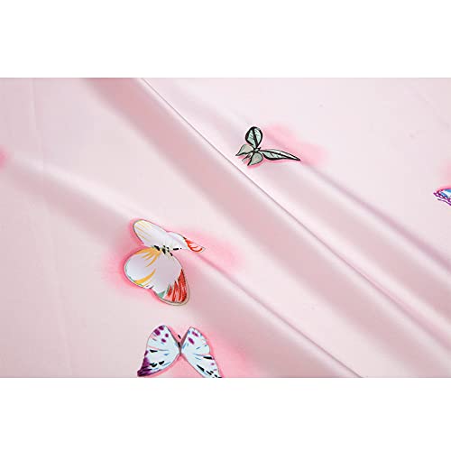 Nasoperfect Silk Feeling Scarf Large Headscarf Fashion Butterfly Pattern Hair Wraps Soft Neck Scarves For Women Pink 70" X 35" #TOP6