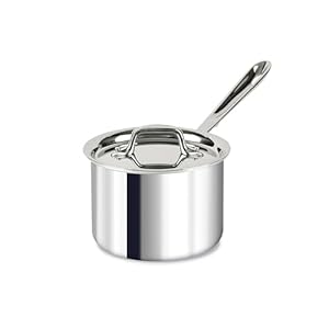 All-Clad D3 3-Ply Stainless Steel Sauce Pan with Lid 2 Quart, Induction, Oven Broiler Safe 600F, Multipurpose, Compatible w/ All Cooktops, For Restaurant or Home Kitchen, Pots & Pans, Cookware, Silver