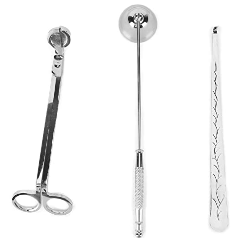JAOCDOEN Wick Dipper Candle 3PCS Candle Accessory Set Candle Wick Trimmer Cutter Snuffer Extinguisher Wick Dipper Supplies (Silver)