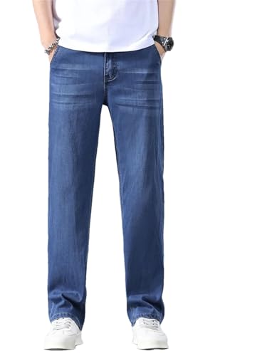 Men's Business Jeans Thin Casual Straight Loose Pants Comfortable Denim Trousers
