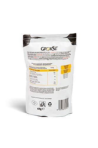 GROKSi! Classico 1x 60g laktosefrei glutenfrei ohne Kohlenhydrate Snack aus Italien Käse Parmesan Cracker Protein, Grana Padano, 60 g