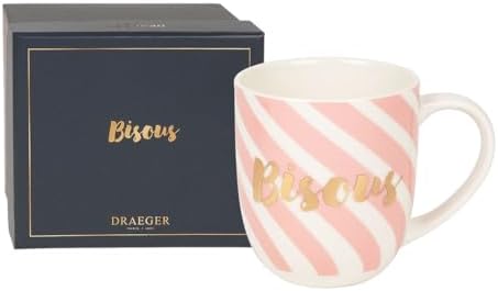 DRAEGER PARIS | Pink Ceramic Mug "Kisses" | Gift Idea for Colleague, Love, Tenderness, Family, Couple, Friendship, Girlfriend | Coffee Mug with Gift Box image 5