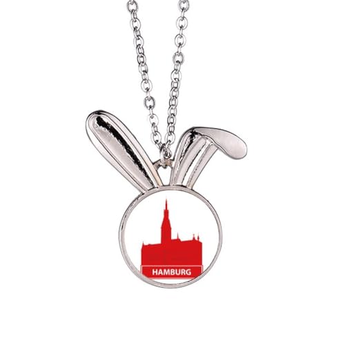 Collier avec pendentif lapin Hambourg Allemagne rouge en émail pour femme