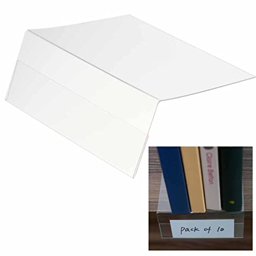 Shelf Labels, 10PCS Plastic Wire Moveable Shelf Label Holder, Shelf Tags for Wire Shelving for Shopping Mall, Stores, Supermarket, Moveable Library Shelf Markers Book Shelf Label (Insert not Included)