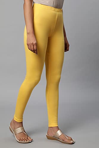 Image of Aurelia Yellow Cotton Lycra Tights