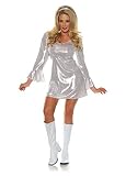 Woman's 1970's Disco Mini Dress Costume - Platinum