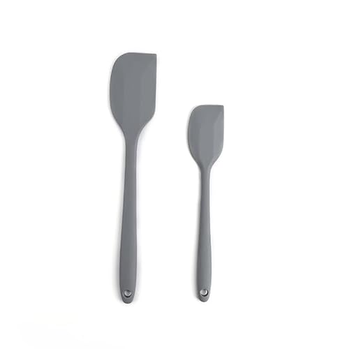 StirrEdge Silicone Spatula Set - Non-Stick and Heat Resistant Cooking Utensils Set - Premium BPA-Free Spatulas for Cooking - Food Grade Kitchen Utensils for Baking, Frying and Mixing (2, Grey)