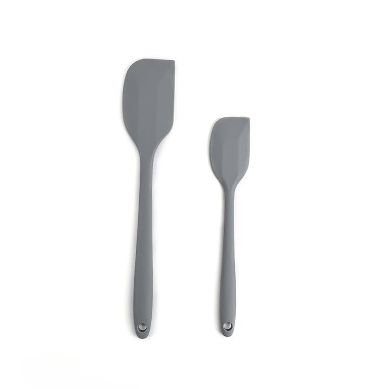 StirrEdge Silicone Spatula Set - Non-Stick and Heat Resistant Cooking Utensils Set - Premium BPA-Free Spatulas for Cooking - Food Grade Kitchen Utensils for Baking Frying and Mixing (2 Grey)