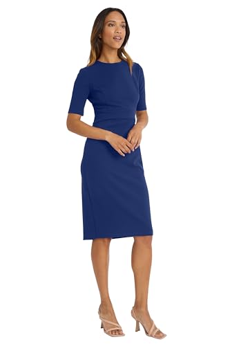 Donna Morgan Womens Curved Waist Seam Crepe Workwear Dress Career Office Desk to Dinner Event Occasion Guest of2