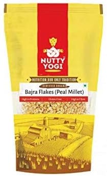 Nutty Yogi Bajra (Pearl Millet) Flakes 400 Grams, Bajra Poha, Protein, Ready to Cook Flakes, Cereal, Gluten Free, Minerals, Weight Loss, Good Digestion (Pack of 1)