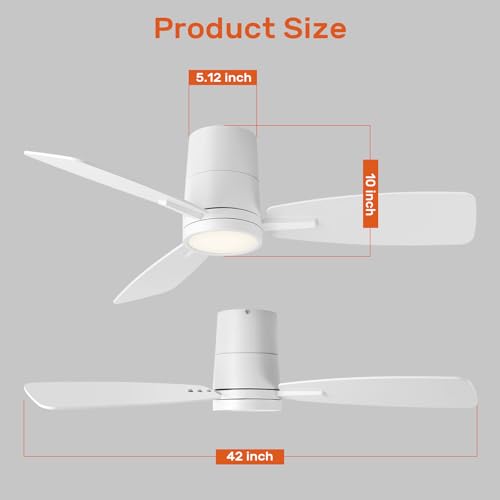 TALOYA Ceiling Fan with Lights and Remote Control 42 inch Multifunctional Quiet Fan with Three Color Temperature and High Brightness Light and Reversible Blades