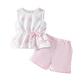 GOLLUNER Kids Girl Clothes Heart Print Sleeveless Top and Shorts Baby Girl Summer Outfits Short Set(3-4T)