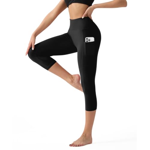 Image of YUDSUD High Waisted Leggings for Women with Pockets - Tummy Control Capris Yoga Pants for Workout Running Athletic Cycling