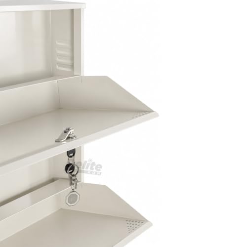 Image of DELITE KOM AIRO 24 inch 3 Shelf Metal Shoe Rack Wall Mounted for Home with Lock | Air-Vent Designer Panels Keep Shoes Odour-Free | Holds 9 Shoes or 15 Slipper Pairs | 1Yr Warranty | 41x24x5 Ivory | DIY