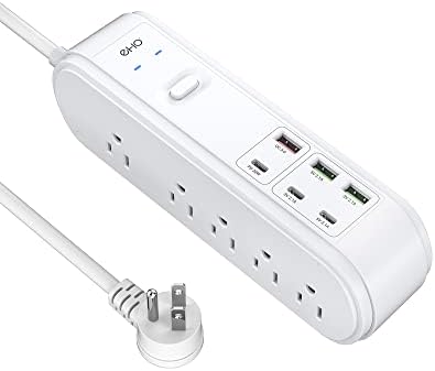 PD 20W Power Strip Surge Protector, 10 Outlets and 3 USB C& A Ports, 6ft Extension Cord, Overload Protection, Desktop High-Speed Charging Station Power Bar for iPhone 14, 1875W/15A, 4500J