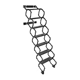 Dachbodenleiter Teleskopleiter Klapptreppe Ziehharmonika Loft Leitern, Dachleiter Raumspartreppe Scherentreppe aus Hochmanganstahl, Ideal für Tiny Dachboden Räume, Tragkraft 200 kg (Schwarz, 5)