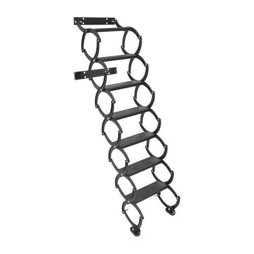 Dachbodenleiter Teleskopleiter Klapptreppe Ziehharmonika Loft Leitern, Dachleiter Raumspartreppe Scherentreppe aus Hochmanganstahl, Ideal für Tiny Dachboden Räume, Tragkraft 200 kg (Schwarz, 6)