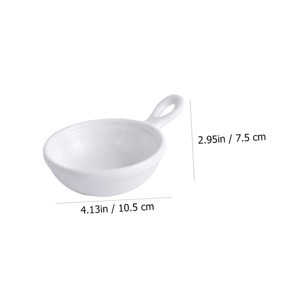 FUNOMOCYA 4pcs Seasoning Dish with Handle Appetizer Fruit Dish Condiment Dish Small Sauce Bowls Porcelain Dipping Dish Sushi Dipping Sauce Dish Tasting Dishes Seasoning Bowl Ceramics White