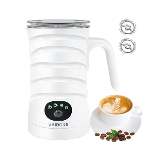 Milk Frother, SAIBOKE 4-in-1 Electric Milk Steamer，Automatic Hot & Cold Foam Maker, 8.8oz/260ml Milk Warmer for Latte, Cappuccinos, Macchiato. Ultra-Quiet Working & Automatic Shut Off