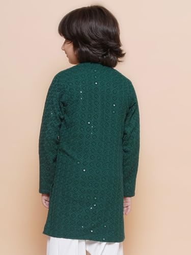 Image of AJ DEZINES Chikankari Kurta For Boys- Ethnic Wear | Embroidery Chikankari Sequined | Traditional & Festive Outfit | Cotton Stylish Boys Kurta | Perfect For Wedding & Family Function