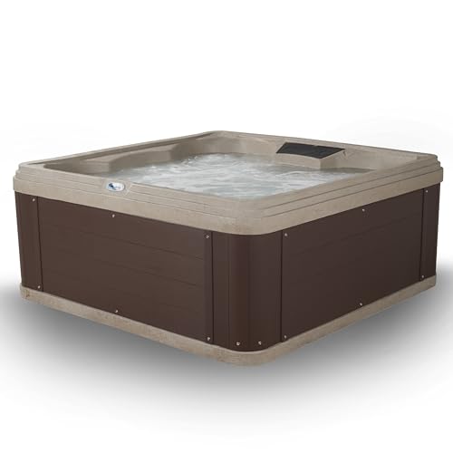 AquaLife Ariana™ 7-Person 30-Jet Lounger Hot Tub with LED Lighting, Insulated Cover, Built-in Ice Bucket, Stainless Steel Heater and Ozonator