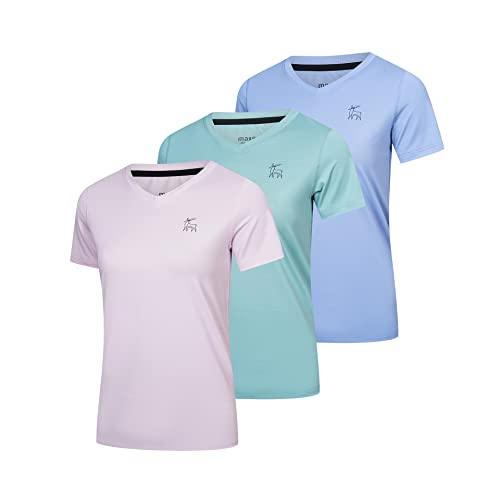 Maxeria 3 Pack Short Sleeve Workout Tops For Women Jacquard V Neck T Shirts For Women Active Dry Fit Shirts Women #TOP1