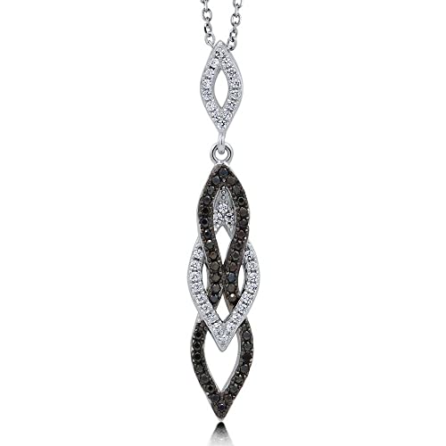 Berricle Sterling Silver Black And White Cubic Zirconia Cz Fashion Pendant Necklace For Women, Rhodium Plated #TOP2