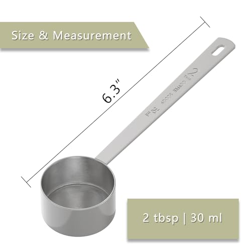 2PCS 2 Tablespoon Coffee Scoop, Long Handle Measuring Spoon, 2 tbsp (30 ml | 1/8 cup) Coffee Scooper, Stainless Steel Scoop Bulk for Ground Coffee - Image 3