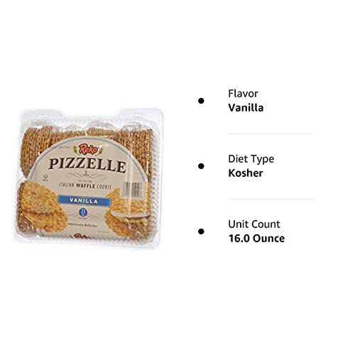 Reko Pizzelle Authentic Italian Style Waffle Cookie, Vanilla, 16 Ounce (Pack of 1)