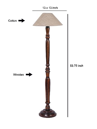 Image of Devansh Beige Jute Wooden Floor Lamp -1