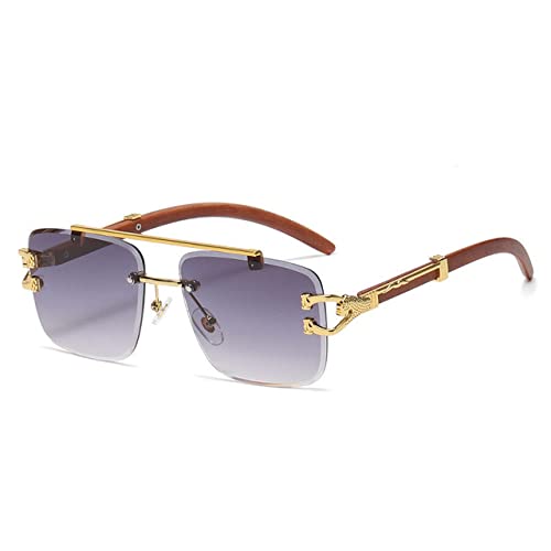 Lunettes de soleil carrées rétro contre l'éblouissement avec style bois chic
