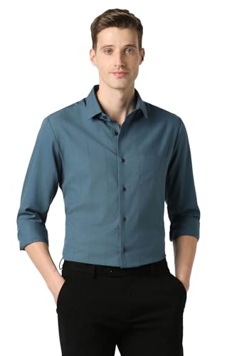 Image of Peter England Men Polycotton Striped Slim Fit Shirt