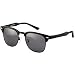 Dollger Clubmaster Polarized Wayfarer Sunglasses Horn Rimmed Half Frame ( Black Lens+Black Frame )