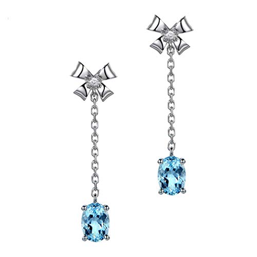 Preisvergleich Produktbild Carry stone Ohrringe Bogen Nachahmung Edelstein Ohrringe Temperament Lange Baumeln Ohrschmuck Party Schmuck Zubehör Geschenke Für Frauen, Blau Nützlich und Praktisch