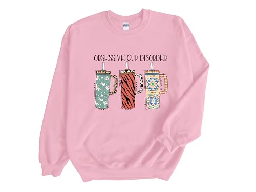 Obsessive Cup Disorder Sweatshirt, Retro Cup Sweatshirt, Trendy Coffee Cup Pattern Gift, Valentines Sweater, Cute Valentine Gift For Her, Love Sweatshirt, Cute Tumbler Love Sweater