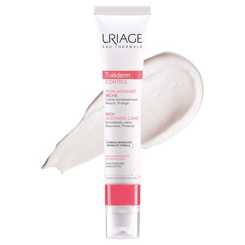 Uriage Tolederm Reichhaltige Beruhigende Gesichtspflege für intolerante, empfindliche & trockene Haut - Die Haut wird beruhigt & genährt - Gesichtsfeuchtigkeitscreme für hohe Verträglichkeit - 40ml