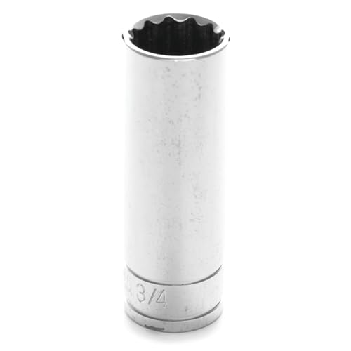 Image of Performance Tool W32624 1 /2 in. Drive 3 /4 in. 12-Point Deep Socket | Chrome vanadium steel resists corrosion. Recessed edges reduce fastener rounding. Large size stamping