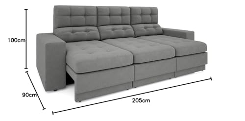 Sofá 3 Lugares Assento Retrátil e Reclinável Jobim-legacy Sofas - Grafite