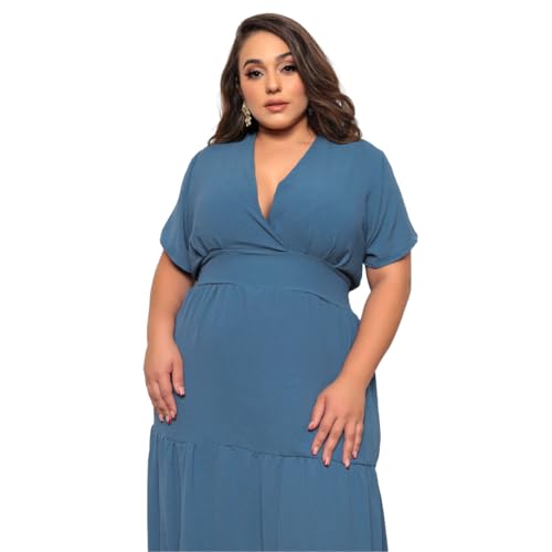 Vestido Longo Feminino Evangélico Três Marias Acinturado Linha Luxo (BR, Alfa, GG, Regular, Regular,