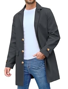 Voqeen Herren Mantel Kurz Trenchcoat Übergangsjacke Herbst Kurzmantel