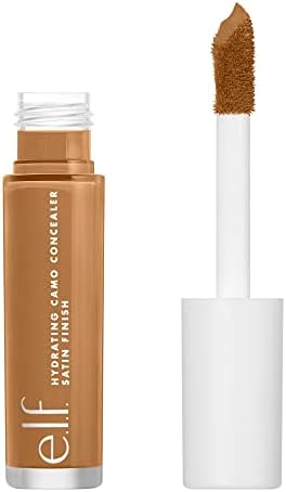e.l.f. Hydrating Camo Concealer, Covers Blemishes & Under-Eye Circles, Full-Coverage & Delivers A Satin Finish, Vegan & Cruelty-Free, Deep Chestnut