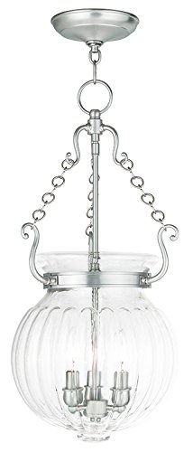 Exclusive Discount 50% Price Livex Lighting 50505-91 Everett 3-Light Pendant, Brushed Nickel