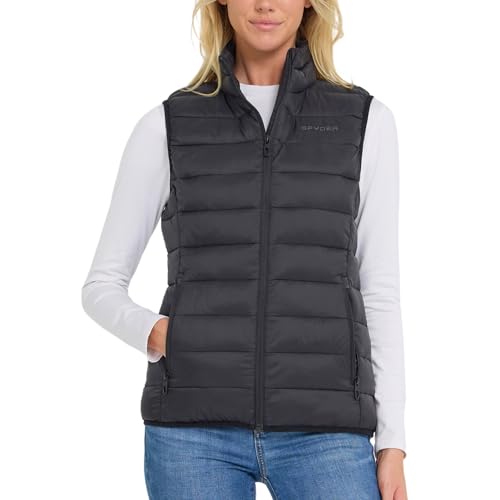 Spyder Womens Puffer Vest - Lightweight Sleeveless Puffer Vest Women - Cozy Fall Fashion Warm Quilted Jackets for Women, Size Small, Black