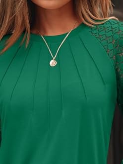 AUTOMET Womens Long Sleeve Shirts Pleated Lace Tops Fall Fashion Outfits Business Casual Blouses